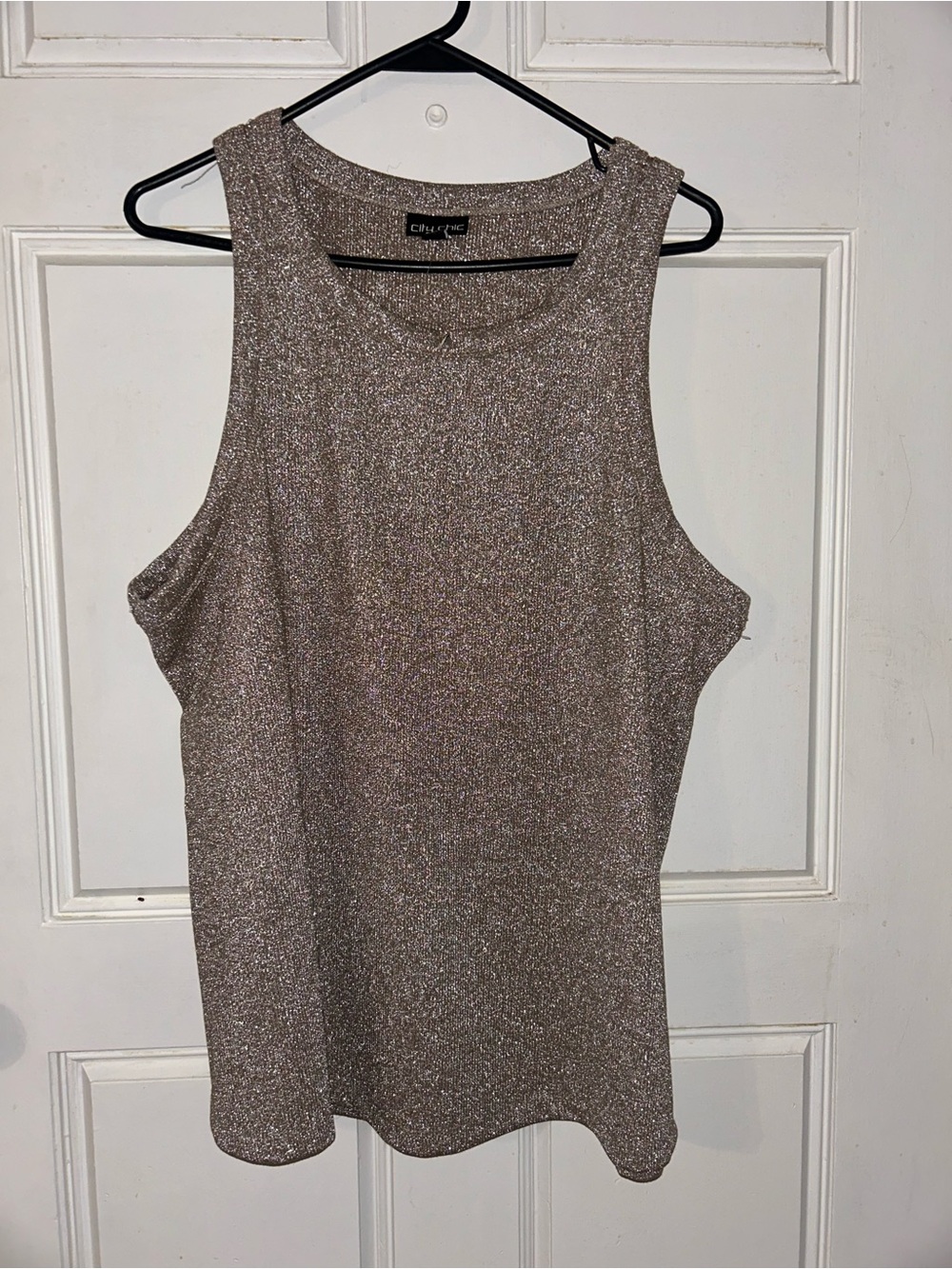 City Chic Metallic Taupe Sparkle Tank